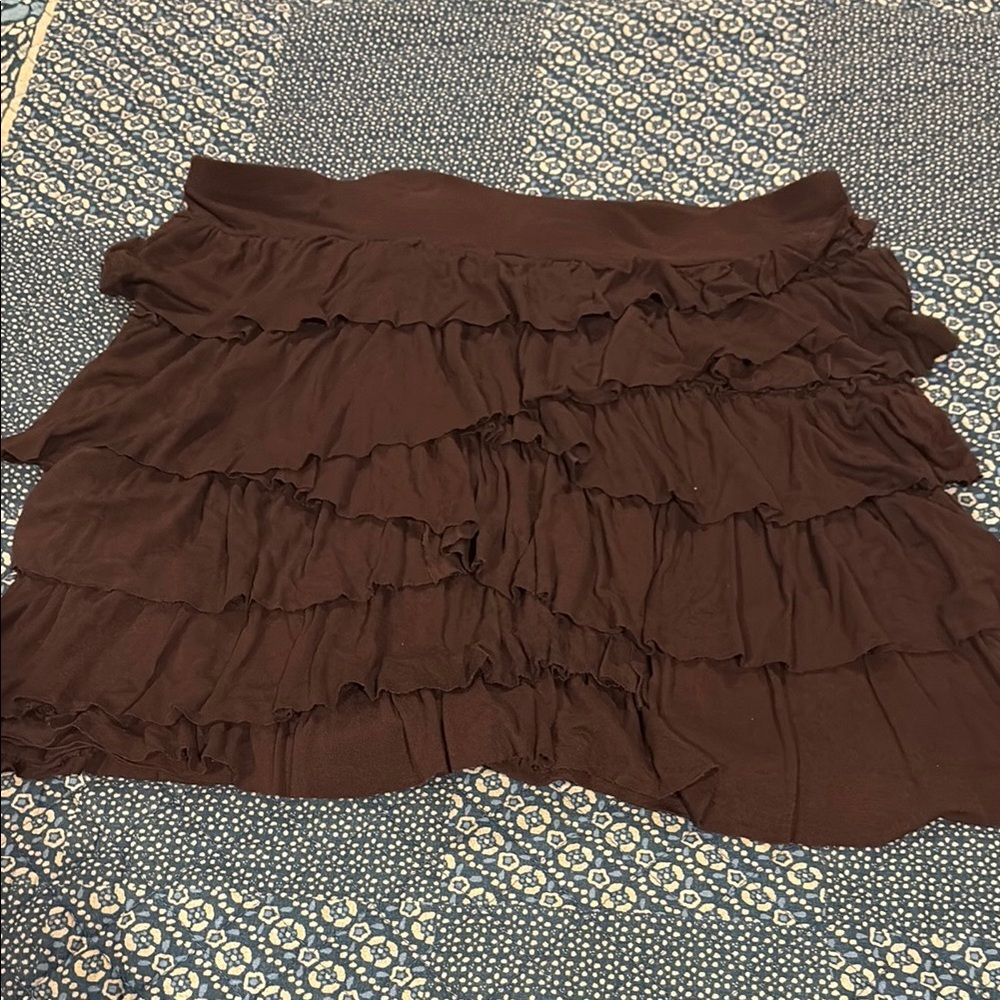 INC International Concepts Brown Ruffled Mini Skirt